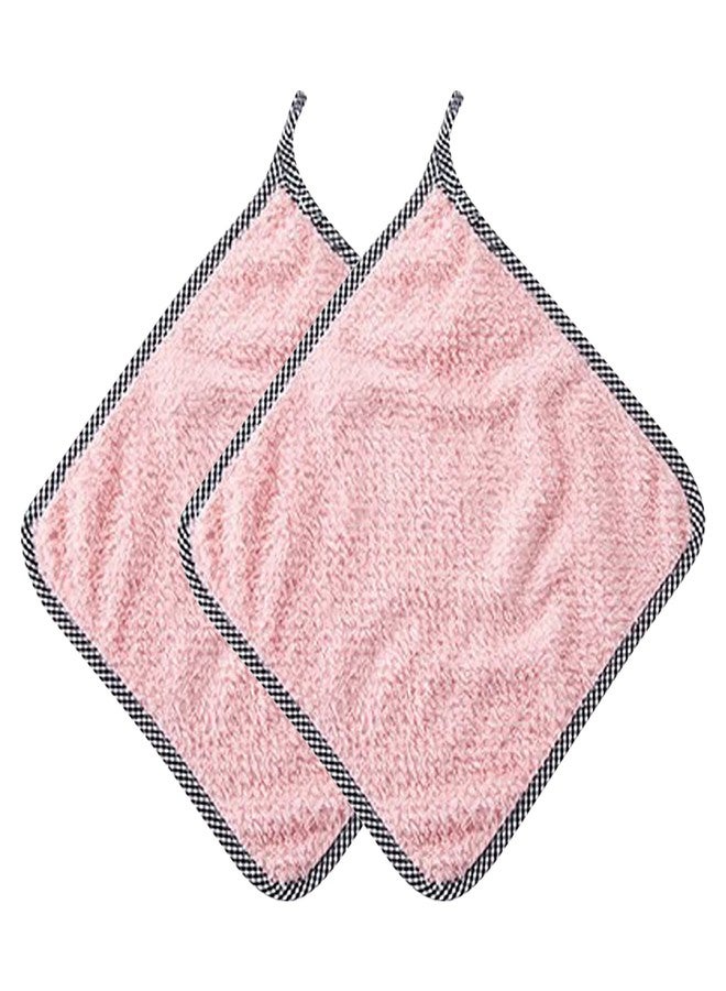 Mockery Kitchen Washcloths Super Absorbent Cleaning Cloth Dishwashing Hangable Rag Soft Towel, Multi-Purpose Cleaning Cloths, Wash Cloth for Home, Car, Window, Odor Stain Grease Free (Pink, Pack of 2) - Image 1